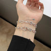 Wholesale Light Luxury 925 Sterling Silver Bracelet With Geometric Pattern Handmade Inlaid Pig Nose Design