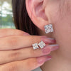 Wholesale Light Luxury Stud Earrings For Women S925 Sterling Silver Geometric Square Pearshaped Highgrade Zircon Inlaid Electroplated