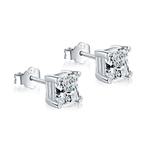 Wholesale Light Luxury Stud Earrings For Women S925 Sterling Silver Geometric Square Pearshaped Highgrade Zircon Inlaid Electroplated
