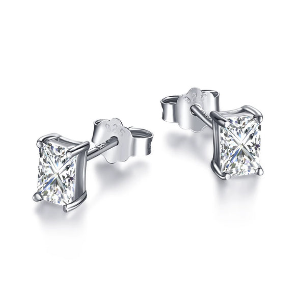 Wholesale Light Luxury Stud Earrings For Women S925 Sterling Silver Geometric Square Pearshaped Highgrade Zircon Inlaid Electroplated