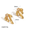 Wholesale Light Luxury Style Bow Tie Shape Stainless Steel Jewelry Set With Pvd Furnace Vacuum Real Gold Plating For Women