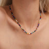 Wholesale Light Luxury Style Colorful Crystal Stone And Imitation Pearl Beaded Geometric Necklace With Electroplating For Women