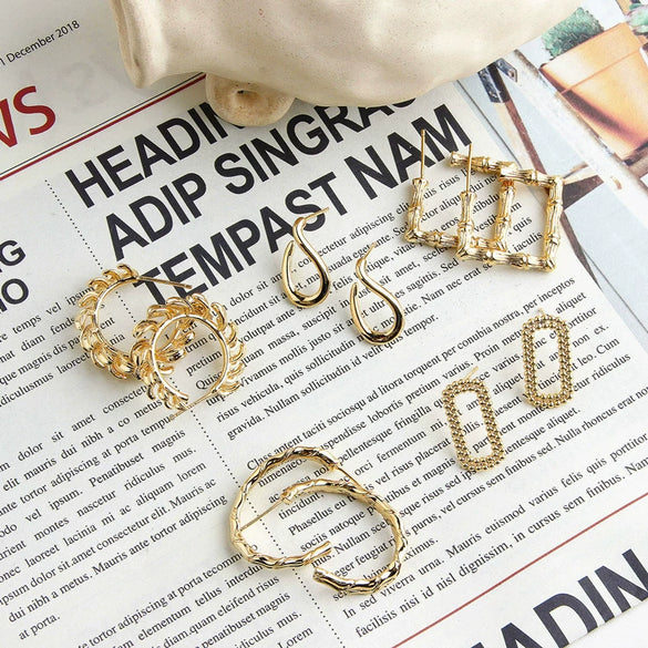 Wholesale Light Luxury Style Copper Geometric Round Water Drops Rectangular Earrings S925 Copper Plated