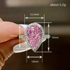 Wholesale Light Luxury Style Copper Ring Inlaid With Zircon In Drop Shape And Geometric Pattern For Ladies
