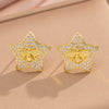 Wholesale Light Luxury Style Copper Star Earrings Plated With Real Gold