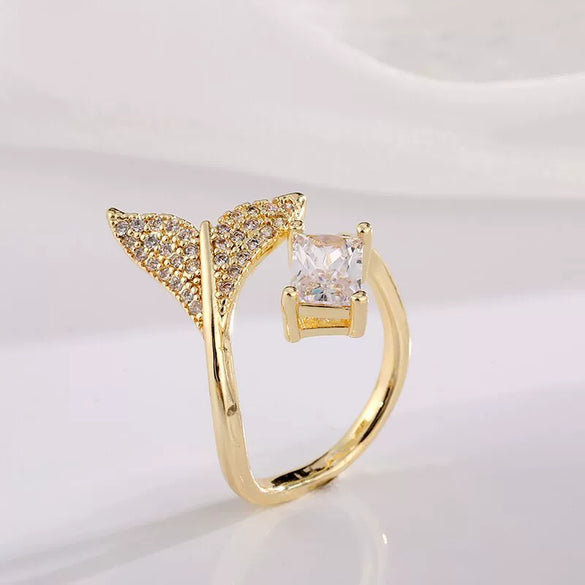 Wholesale Light Luxury Style Copper Zircon Goldplated Ring For Women