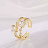 Wholesale Light Luxury Style Copper Zircon Goldplated Ring For Women