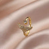 Wholesale Light Luxury Style Copper Zircon Goldplated Ring For Women
