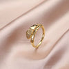 Wholesale Light Luxury Style Copper Zircon Goldplated Ring For Women