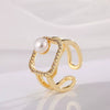 Wholesale Light Luxury Style Copper Zircon Goldplated Ring For Women