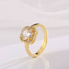 Wholesale Light Luxury Style Copper Zircon Goldplated Ring For Women