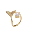 Wholesale Light Luxury Style Copper Zircon Goldplated Ring For Women