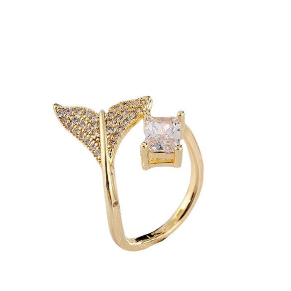 Wholesale Light Luxury Style Copper Zircon Goldplated Ring For Women
