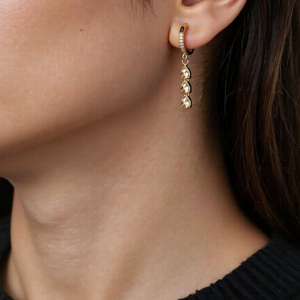Wholesale Light Luxury Style Drop Shape Stainless Steel Tassel Earrings For Women With Vacuum Real Gold Plating In Pvd Furnace