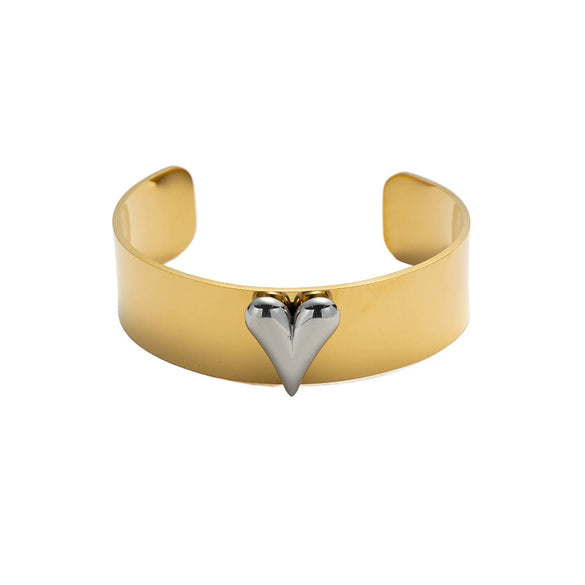 Wholesale Light Luxury Style Electroplated Cshaped Curved Heart Titanium Steel Bracelet For Women
