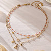 Wholesale Light Luxury Style Electroplated Stainless Steel Deer Bell Clover Multipendant Necklace Bracelet Jewelry Set For Women