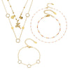 Wholesale Light Luxury Style Electroplated Stainless Steel Deer Bell Clover Multipendant Necklace Bracelet Jewelry Set For Women