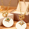 Wholesale Light Luxury Style Electroplated Stainless Steel Geometric Eightpointed Star Paperclip Chain Necklace For Women
