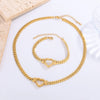 Wholesale Light Luxury Style Electroplated Stainless Steel Heart Shape Bracelet And Necklace Set For Women