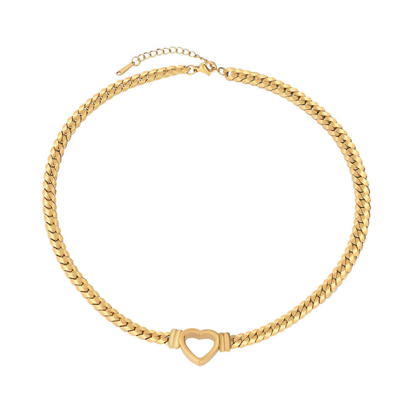 Wholesale Light Luxury Style Electroplated Stainless Steel Heart Shape Bracelet And Necklace Set For Women