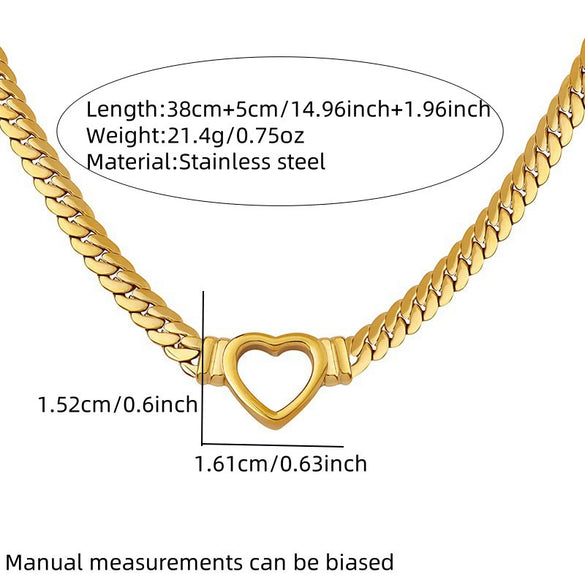 Wholesale Light Luxury Style Electroplated Stainless Steel Heart Shape Bracelet And Necklace Set For Women