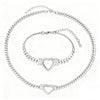 Wholesale Light Luxury Style Electroplated Stainless Steel Heart Shape Bracelet And Necklace Set For Women