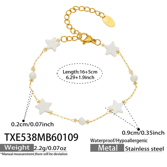 Wholesale Light Luxury Style Electroplated Stainless Steel Pinshaped Eightpointed Star Sunflower Necklace And Bracelet Set For Women