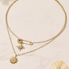 Wholesale Light Luxury Style Electroplated Stainless Steel Pinshaped Eightpointed Star Sunflower Necklace And Bracelet Set For Women