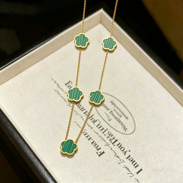 Wholesale Light Luxury Style Electroplated Titanium Steel Flower Cross Chain Necklace For Women