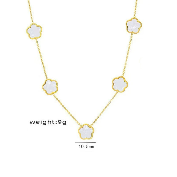 Wholesale Light Luxury Style Electroplated Titanium Steel Flower Cross Chain Necklace For Women