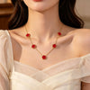 Wholesale Light Luxury Style Electroplated Titanium Steel Flower Cross Chain Necklace For Women