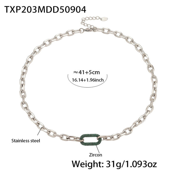 Wholesale Light Luxury Style Ferris Wheel Inlaid Zircon Stainless Steel Necklace Bracelet Jewelry Set For Women 18K Gold Plated