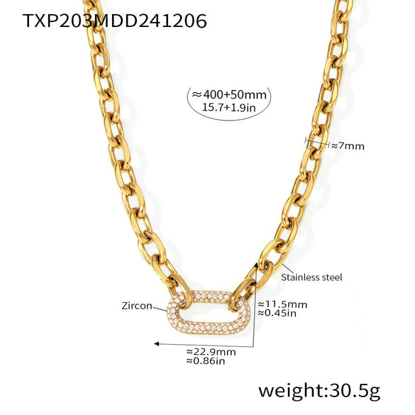 Wholesale Light Luxury Style Ferris Wheel Inlaid Zircon Stainless Steel Necklace Bracelet Jewelry Set For Women 18K Gold Plated