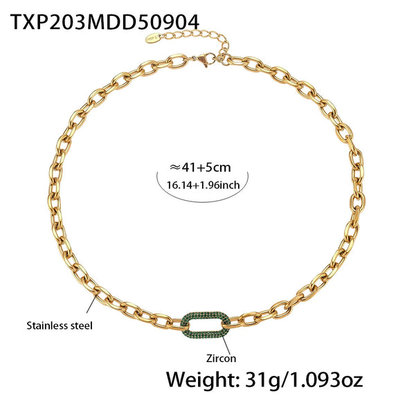 Wholesale Light Luxury Style Ferris Wheel Inlaid Zircon Stainless Steel Necklace Bracelet Jewelry Set For Women 18K Gold Plated