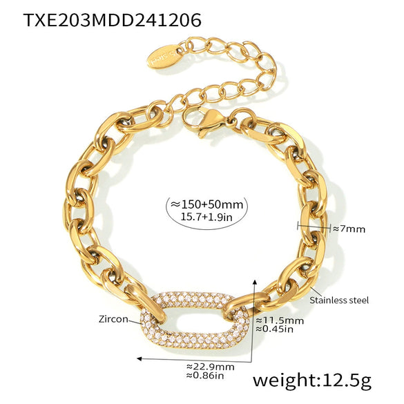 Wholesale Light Luxury Style Ferris Wheel Inlaid Zircon Stainless Steel Necklace Bracelet Jewelry Set For Women 18K Gold Plated