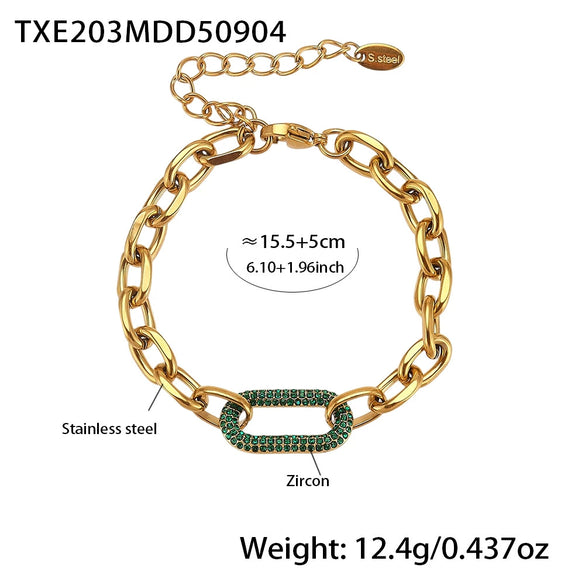 Wholesale Light Luxury Style Ferris Wheel Inlaid Zircon Stainless Steel Necklace Bracelet Jewelry Set For Women 18K Gold Plated