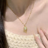 Wholesale Light Luxury Style Flower Shape Titanium Steel Necklace With Copper Inlaid Zircon Pendant For Women
