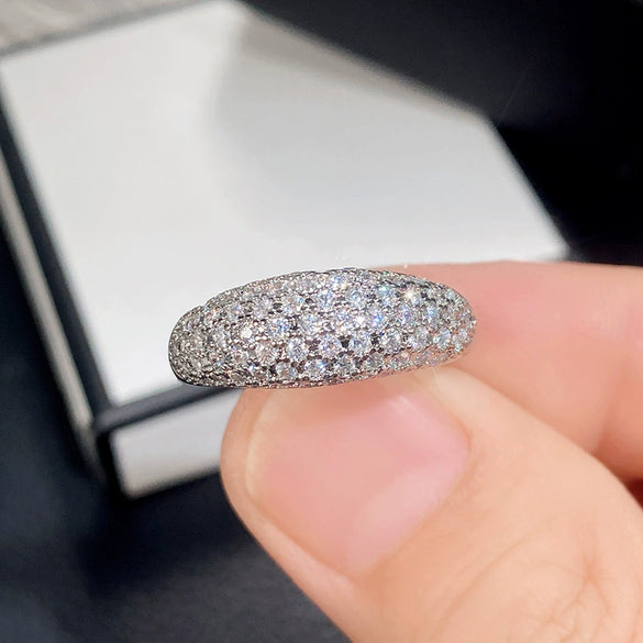 Wholesale Light Luxury Style Geometric Copper Ring And Bracelet Full Inlaid With Zircon
