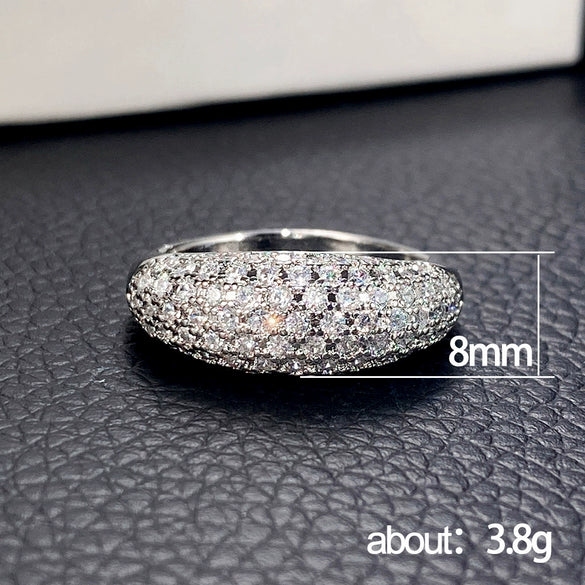 Wholesale Light Luxury Style Geometric Copper Ring And Bracelet Full Inlaid With Zircon