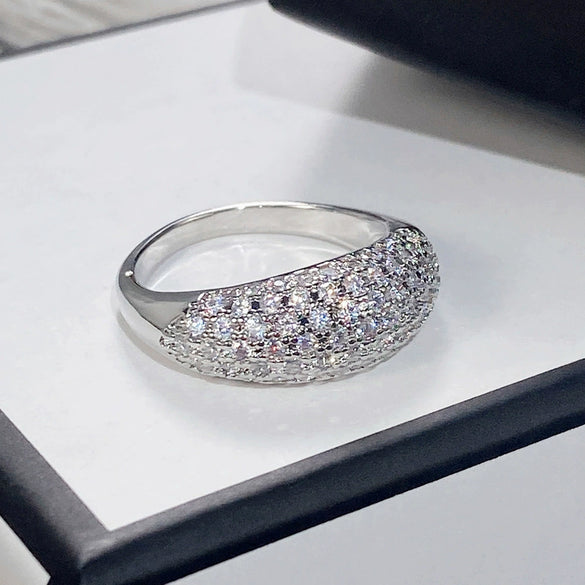 Wholesale Light Luxury Style Geometric Copper Ring And Bracelet Full Inlaid With Zircon