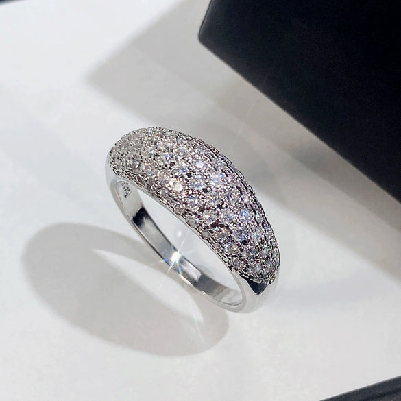 Wholesale Light Luxury Style Geometric Copper Ring And Bracelet Full Inlaid With Zircon