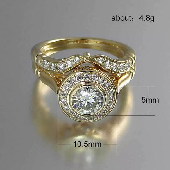 Wholesale Light Luxury Style Geometric Copperplated Imitation Gold Zircon Set Of Women's Rings