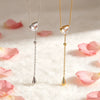 Wholesale Light Luxury Style Geometric Drop Shape Stainless Steel Zircon Necklace With Vacuum Electroplating In Furnace For Women
