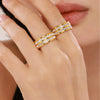 Wholesale Light Luxury Style Geometric Pattern Electroplated Stainless Steel Ferris Wheel Stars Full Diamond Inlaid Zircon Couple Ring For Women