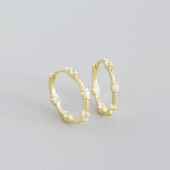 Wholesale Light Luxury Style Geometric S925 Sterling Silver Electroplated Exaggerated Round Microencrusted Earrings