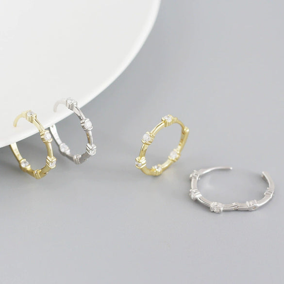 Wholesale Light Luxury Style Geometric S925 Sterling Silver Electroplated Exaggerated Round Microencrusted Earrings
