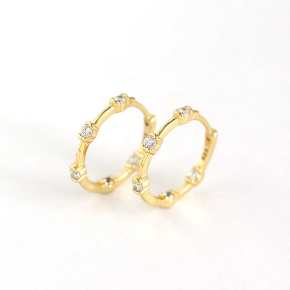 Wholesale Light Luxury Style Geometric S925 Sterling Silver Electroplated Exaggerated Round Microencrusted Earrings