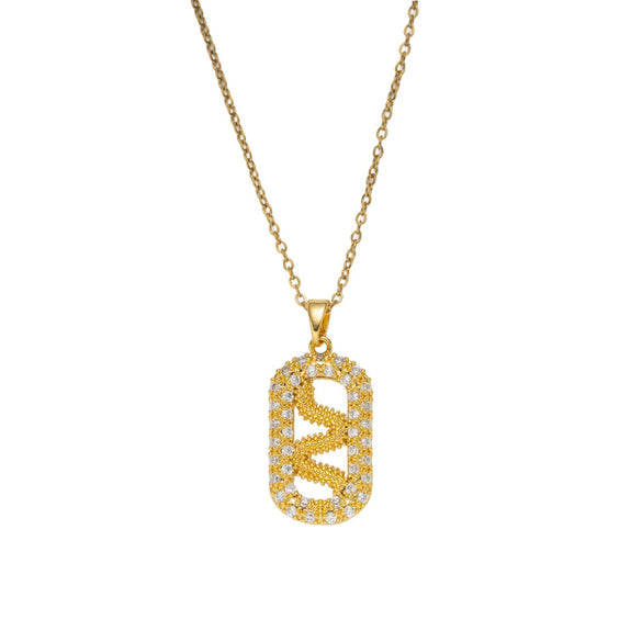 Wholesale Light Luxury Style Geometric Snakeshaped Necklace With Zircon Copper Plated Real Gold For Women Vacuum Electroplated In Furnace O Word Chain