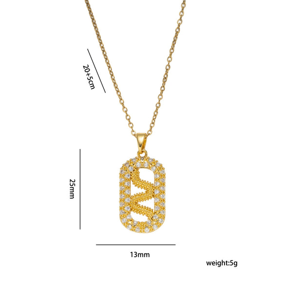 Wholesale Light Luxury Style Geometric Snakeshaped Necklace With Zircon Copper Plated Real Gold For Women Vacuum Electroplated In Furnace O Word Chain