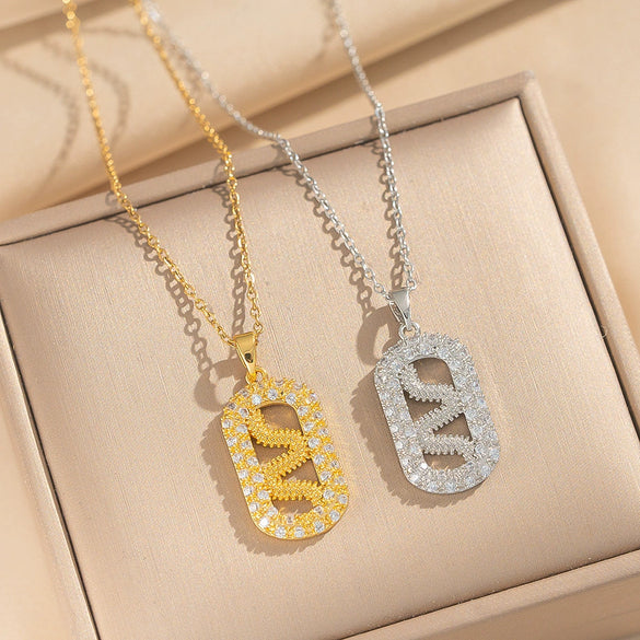 Wholesale Light Luxury Style Geometric Snakeshaped Necklace With Zircon Copper Plated Real Gold For Women Vacuum Electroplated In Furnace O Word Chain
